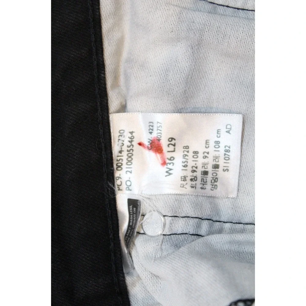 Levis 514 Jeans Mens 36x30 Black Straight Mid‎ Rise Dark Wash Denim